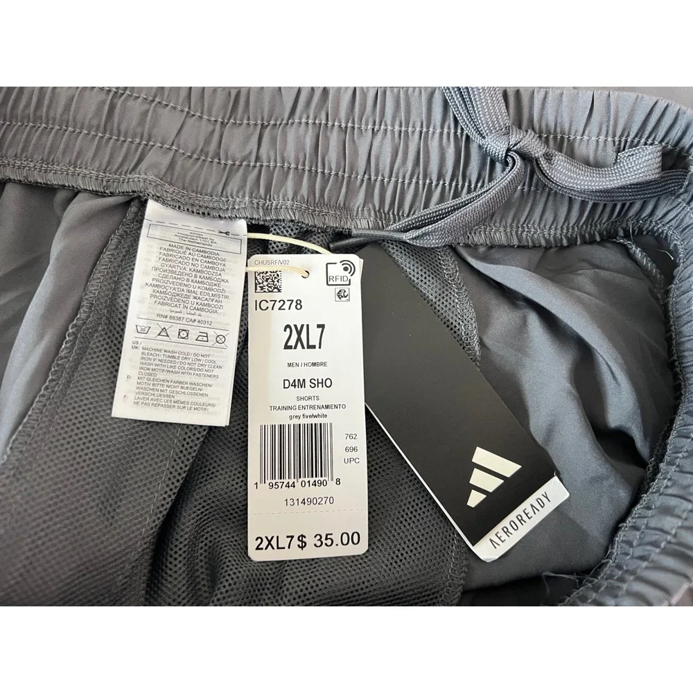 Adidas Mens D4M AEROREADY Training Shorts Grey‎ 2XL 7 Inch Inseam IC7278 NWT